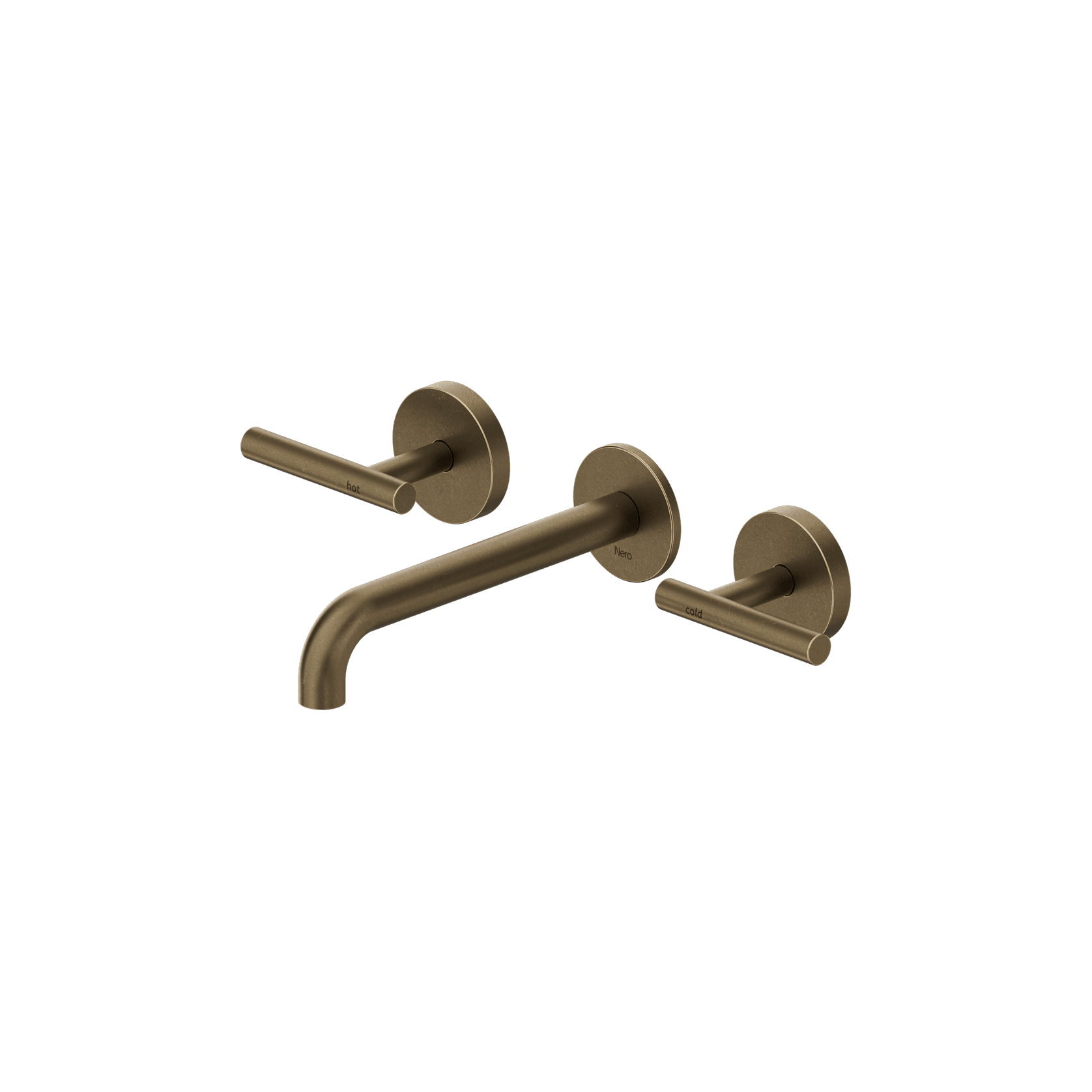 Mecca Lever Wall Basin/Bath Set 185mm Spout Tumbled Antique Brass gallery detail image