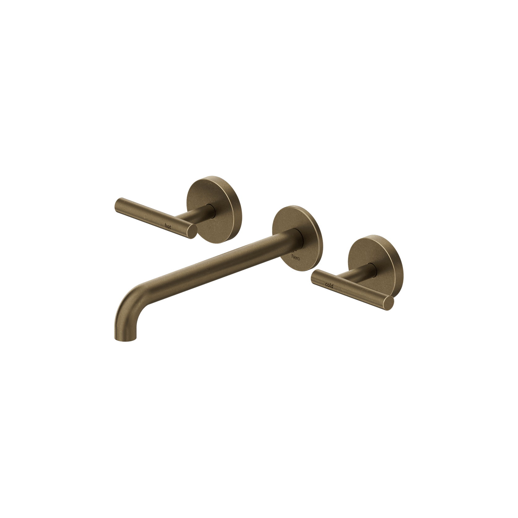 Mecca Lever Wall Basin/Bath Set 220mm Spout Tumbled Antique Brass gallery detail image