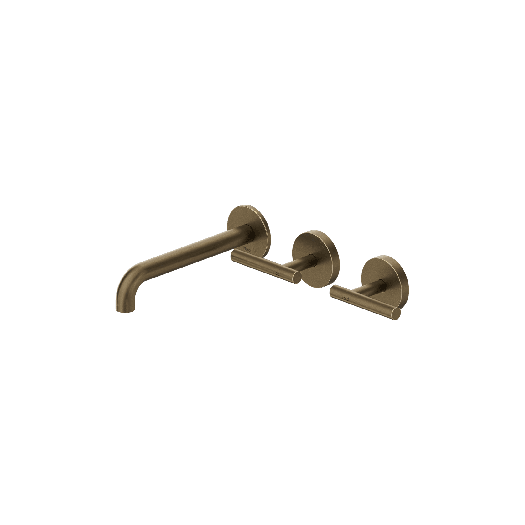 Mecca Lever Wall Basin/Bath Set 185mm Offset Spout Tumbled Antique Brass gallery detail image