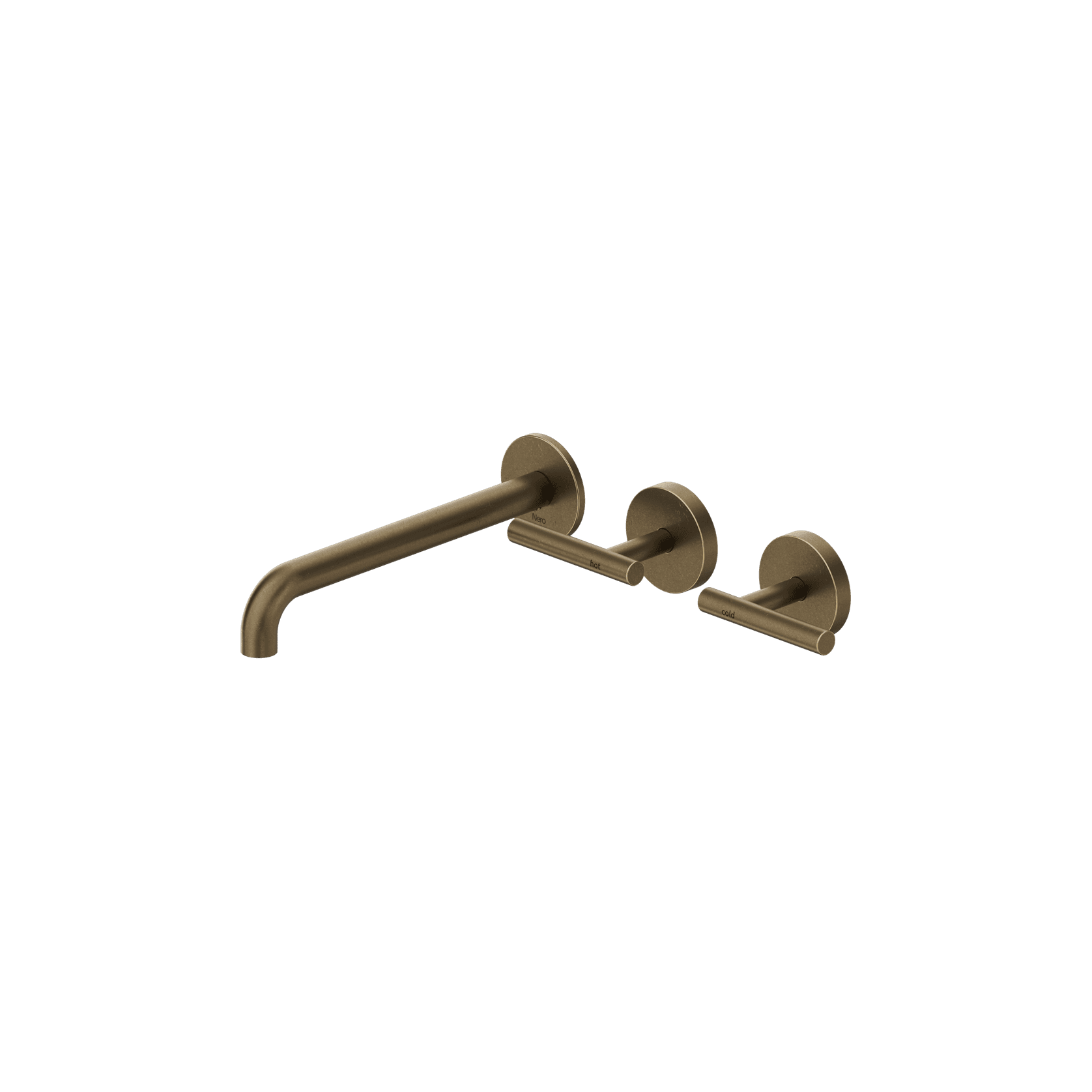 Mecca Lever Wall Basin/Bath Set 220mm Offset Spout Tumbled Antique Brass gallery detail image