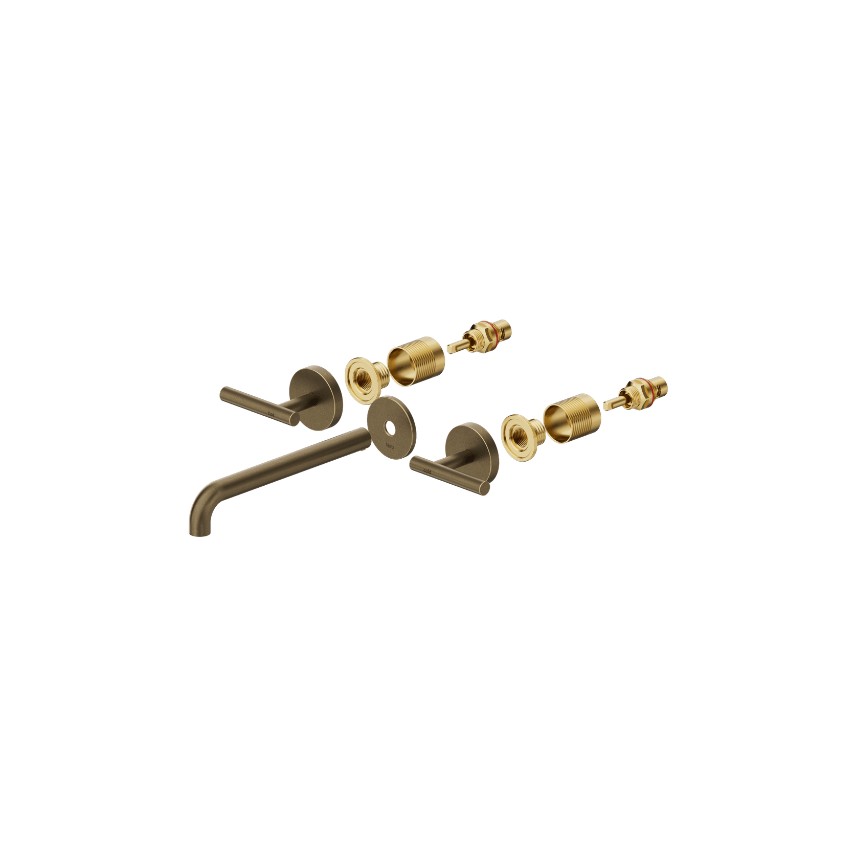 Mecca Lever Wall Basin/Bath Set 220mm Spout Trim Kit Only Tumbled Antique Brass gallery detail image