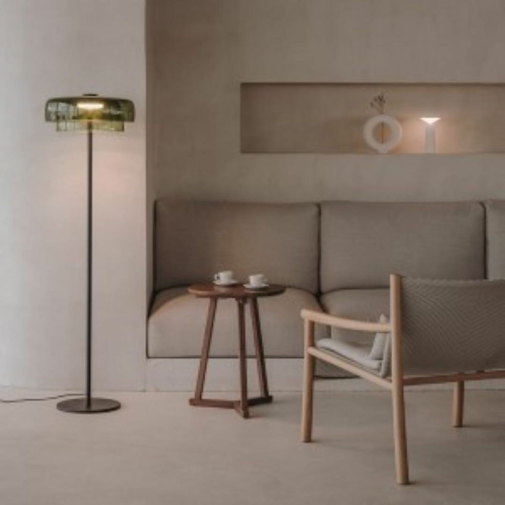 Lark 2 Shade Floor Lamp - 42 cm in Green gallery detail image