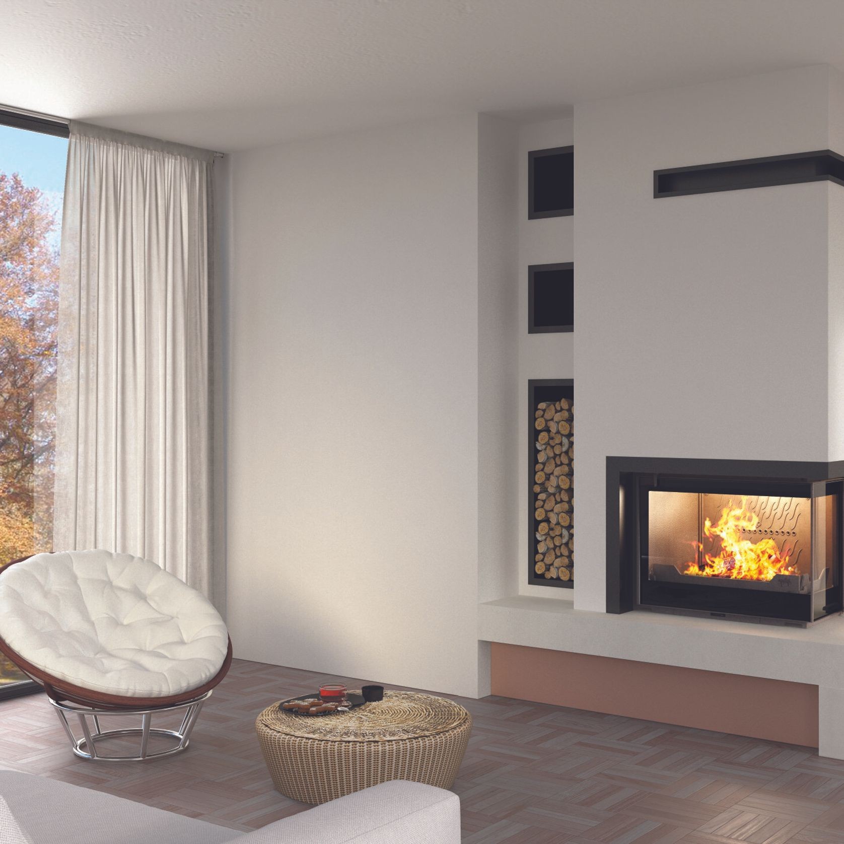 Seguin Europa 7Vl - Two Sided Black Glass Fireplace. gallery detail image