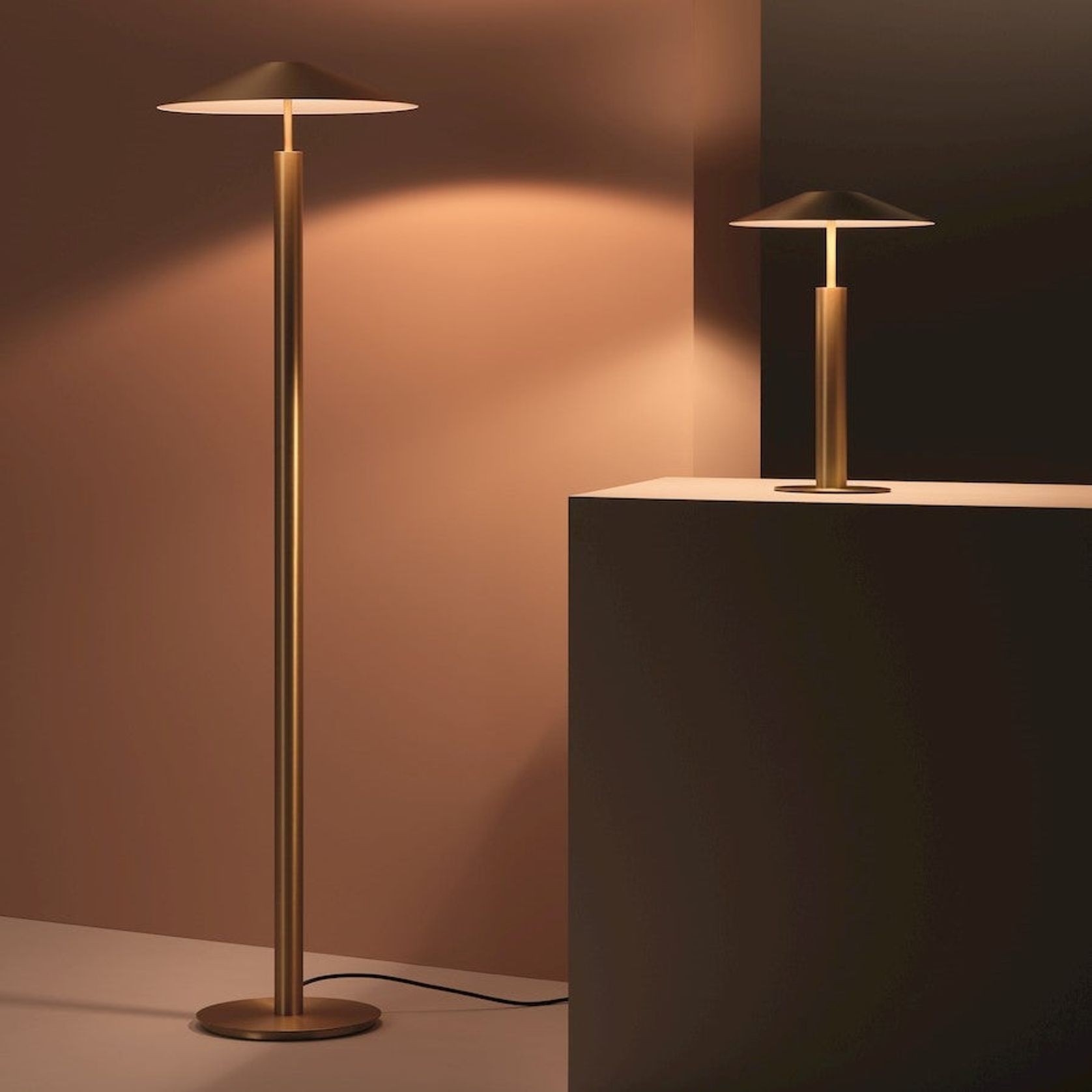 Henri LED Floor Lamp in Gold gallery detail image