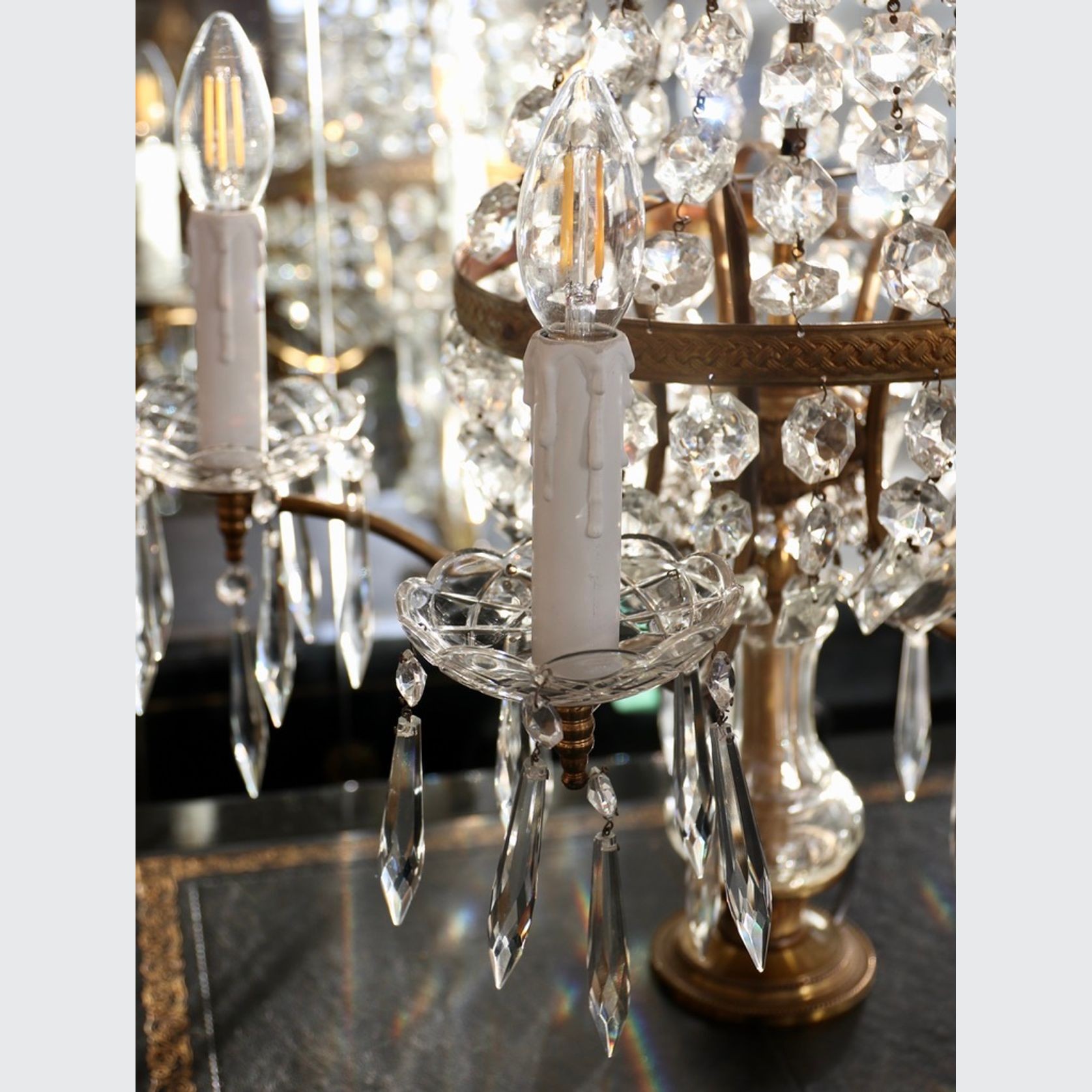 An Antique Crystal and Gilt Bronze Girandole gallery detail image