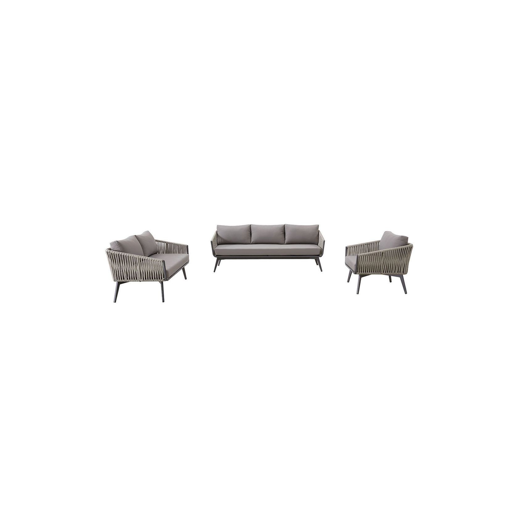 Kereru Aluminium and Rope Outdoor 3 Seater Sofa gallery detail image