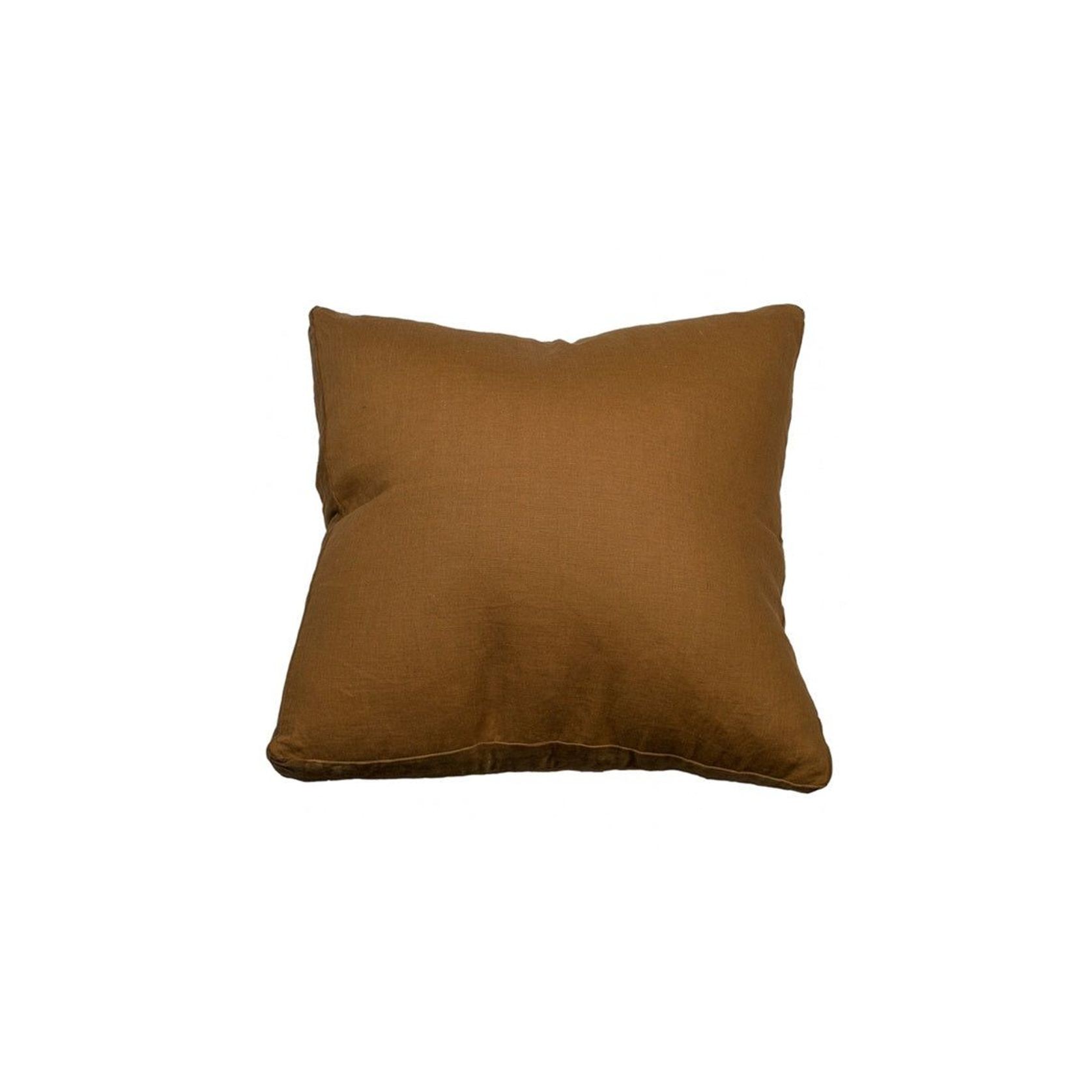 Essential Cuban Tan Linen Velvet Gusset Cushion 60x60 gallery detail image