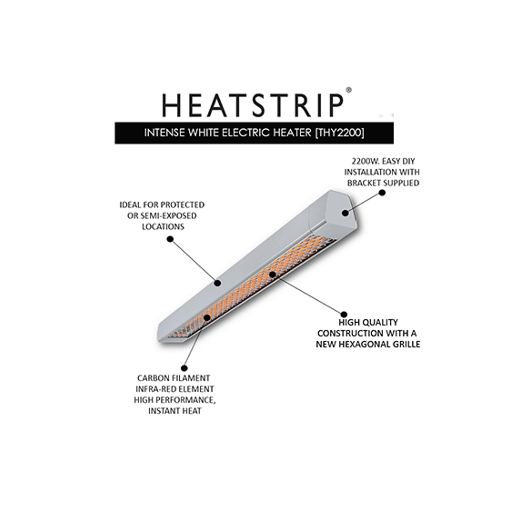 HEATSTRIP Intense Heater White 2200w gallery detail image