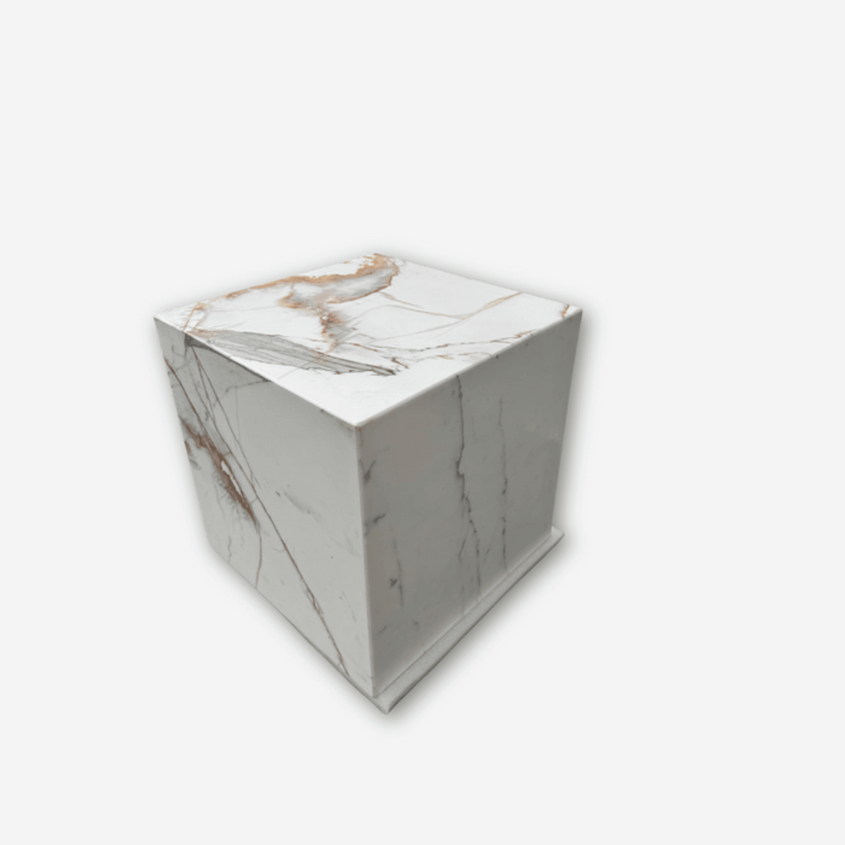 Cube Side Table - Gold Calacatta Marble | Natural Stone Co. gallery detail image