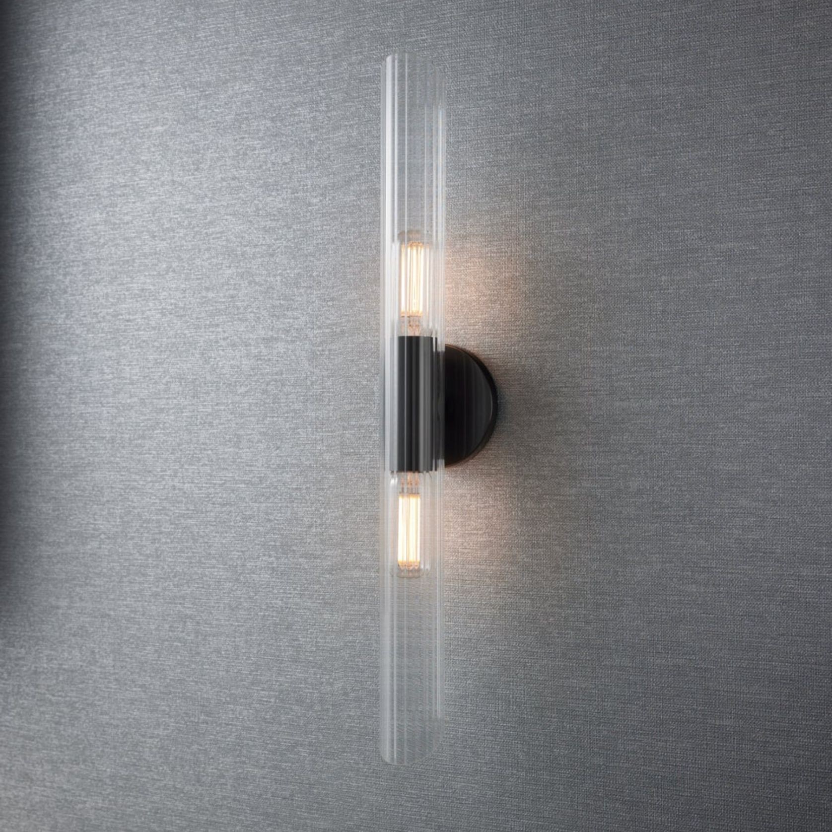 Bay 2 Light Glass Wall Light - Large in Old Bronze gallery detail image