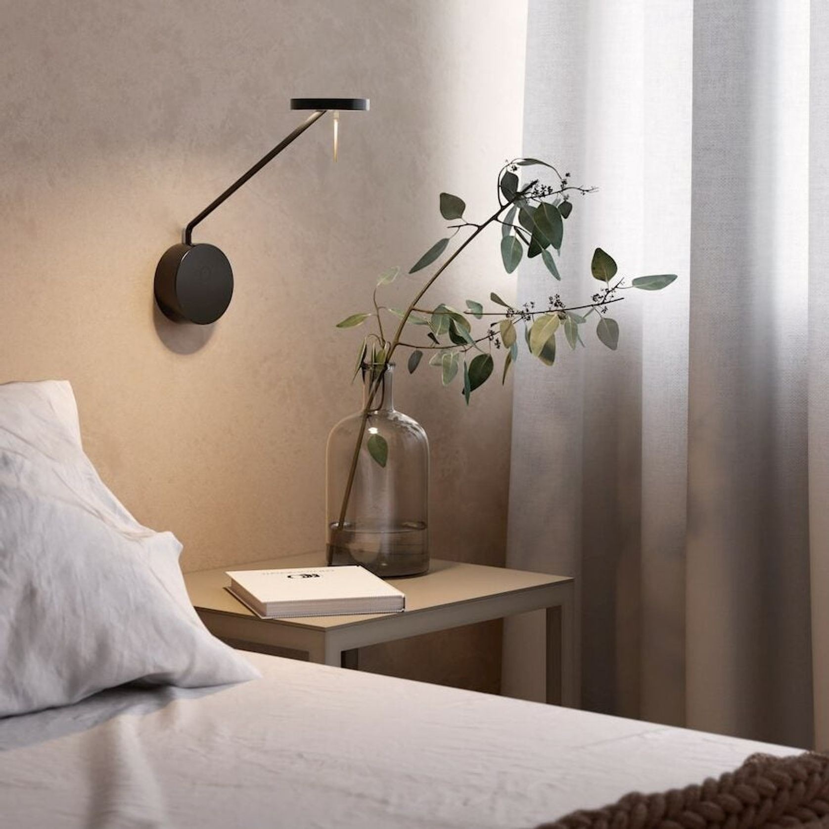 Rolla LED Reading Wall Light in Black gallery detail image