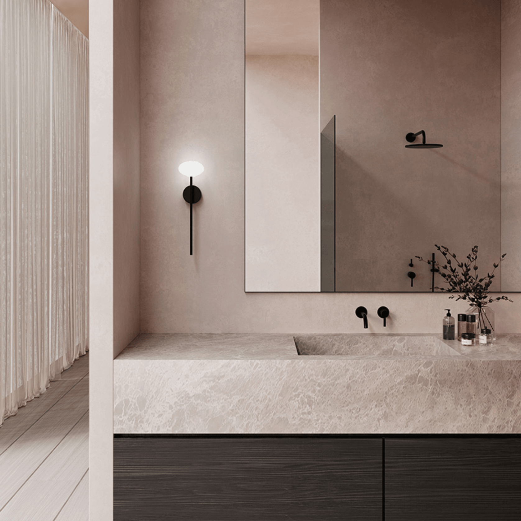 Koko Glass Wall Light in Black gallery detail image