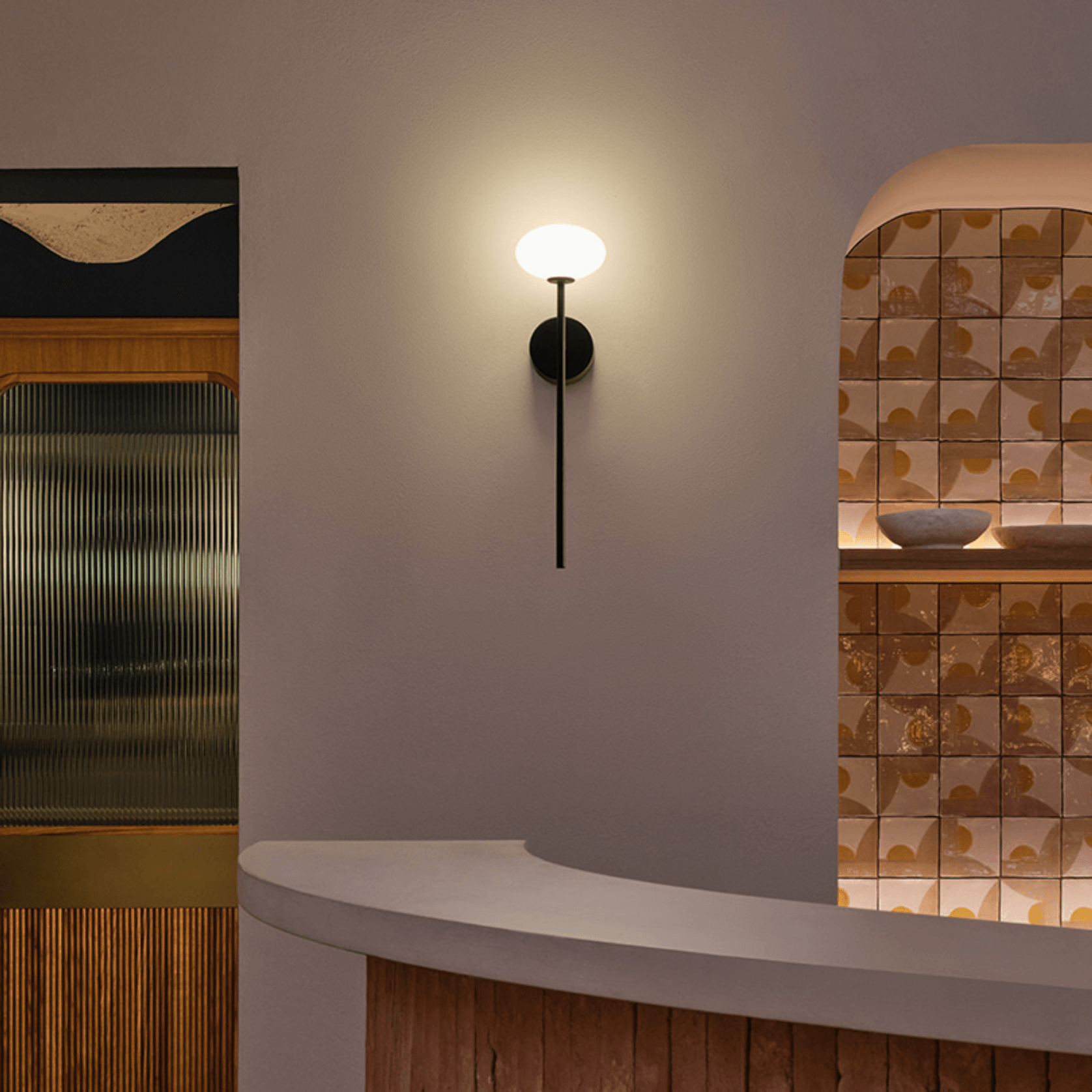 Koko Glass Wall Light in Black gallery detail image