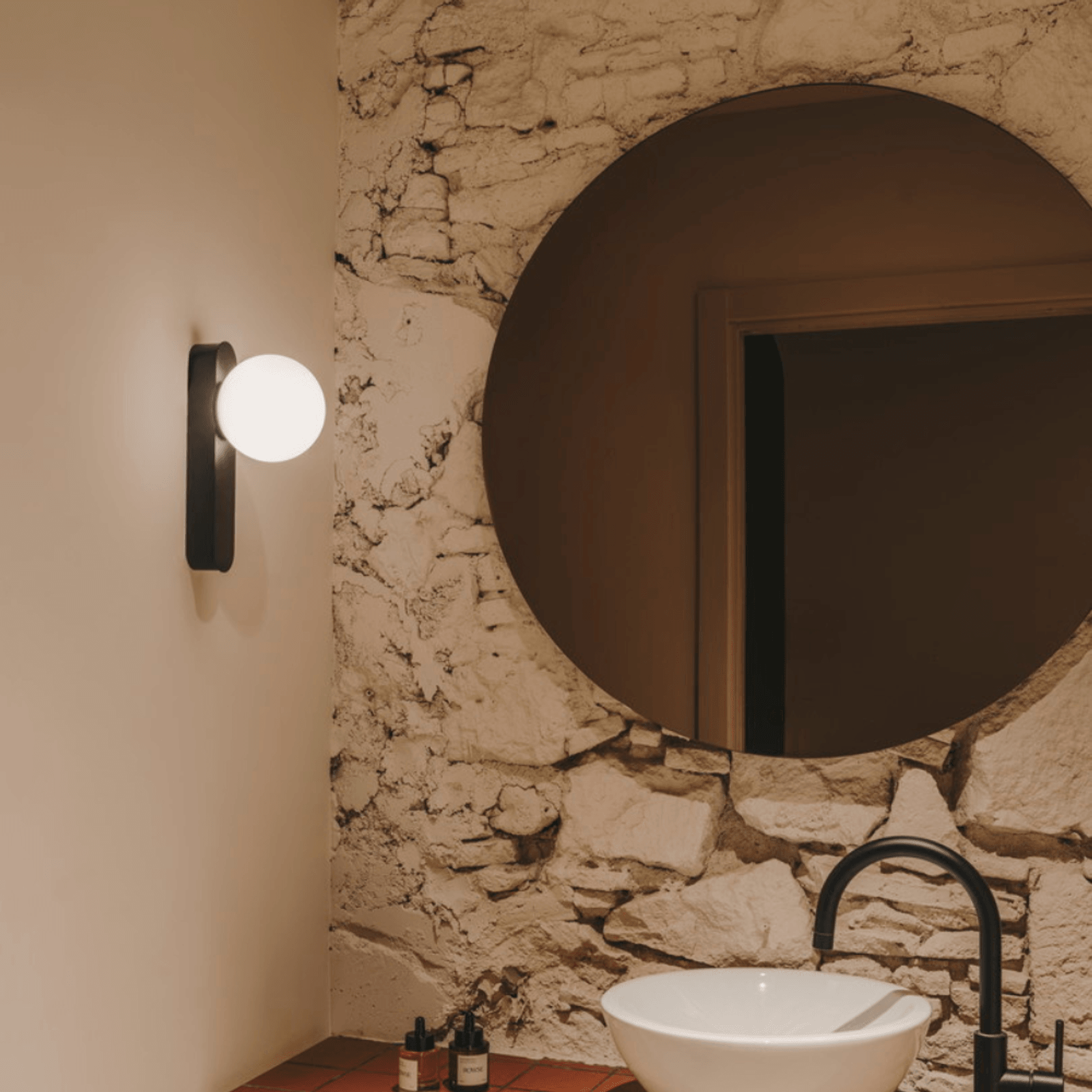 Pearl 1 Light Wall Light in Black gallery detail image