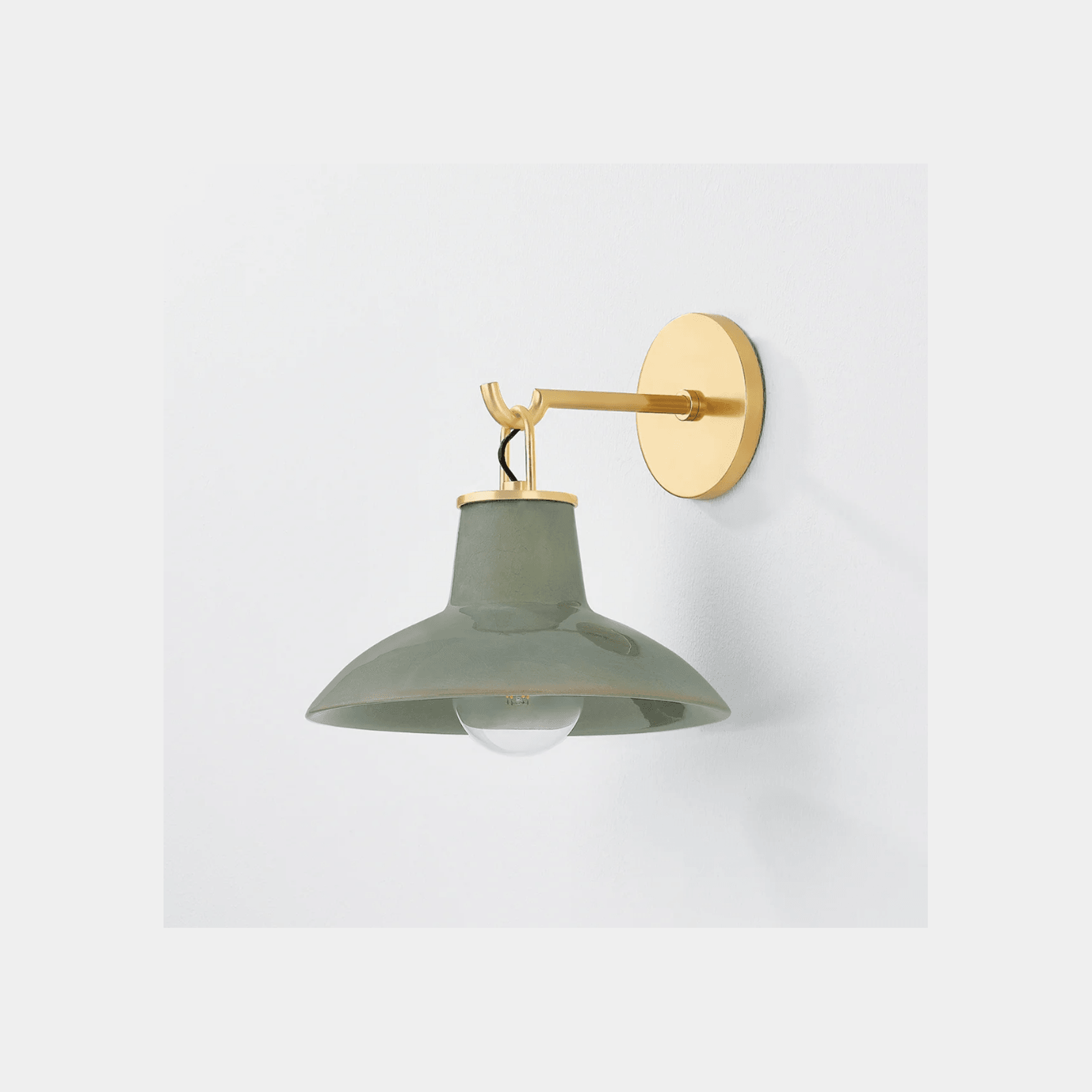 Potter 1 Light Wall Light In Aged Brass & Ceramic Moss Crackle gallery detail image