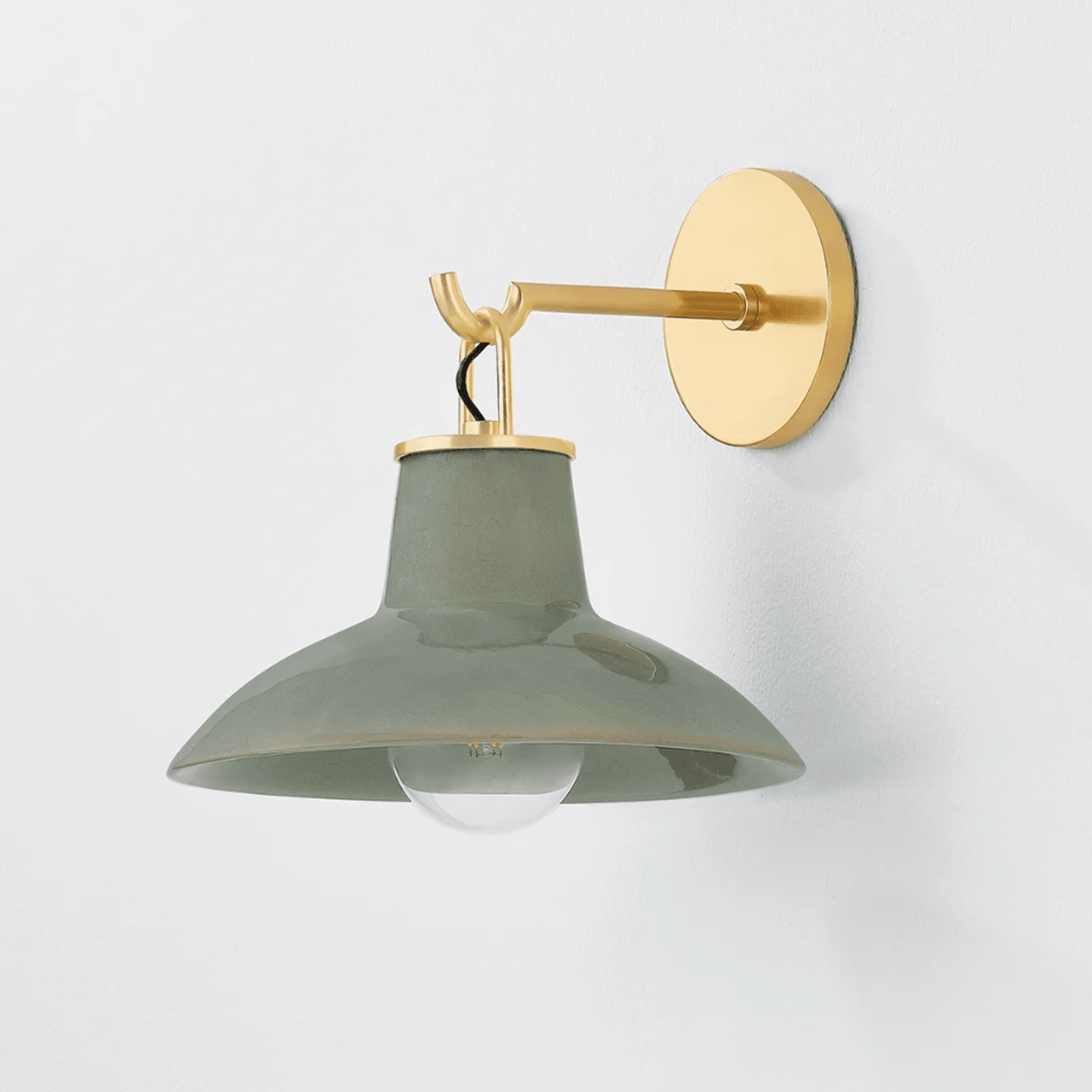 Potter 1 Light Wall Light In Aged Brass & Ceramic Moss Crackle gallery detail image