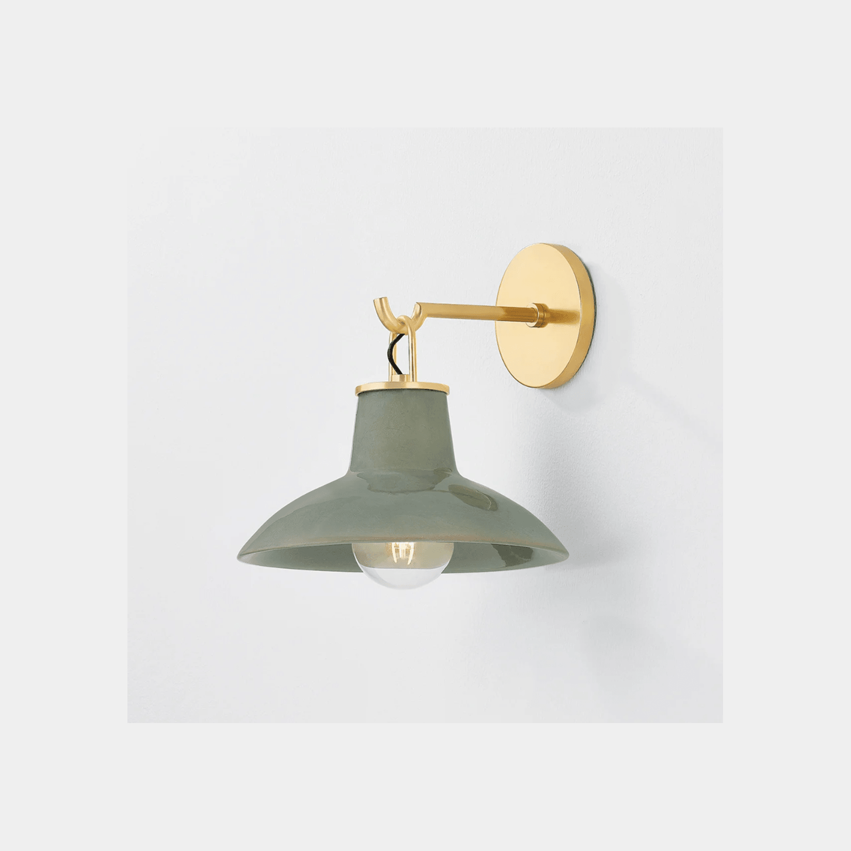 Potter 1 Light Wall Light In Aged Brass & Ceramic Moss Crackle gallery detail image