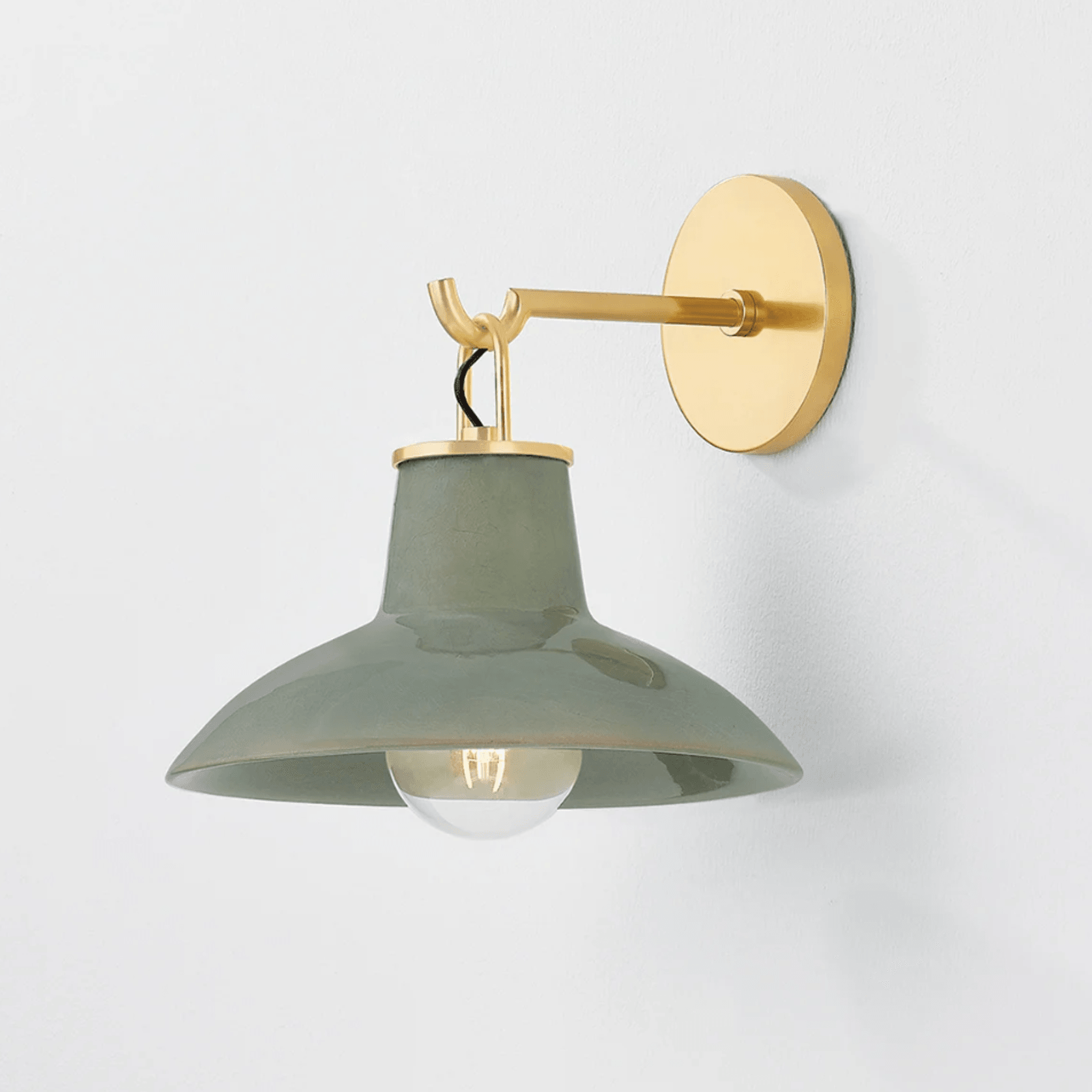 Potter 1 Light Wall Light In Aged Brass & Ceramic Moss Crackle gallery detail image