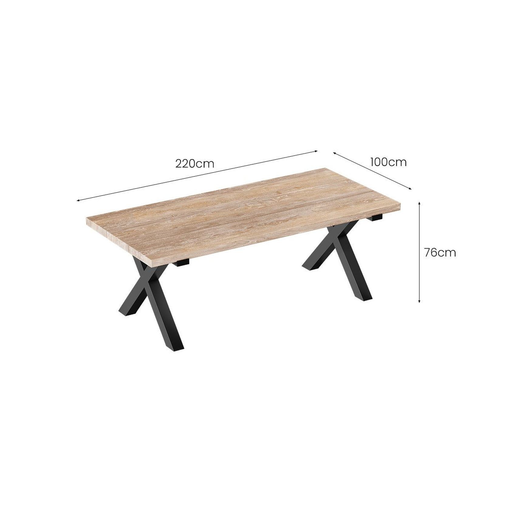Fortico X-leg Teak Table 200cm gallery detail image