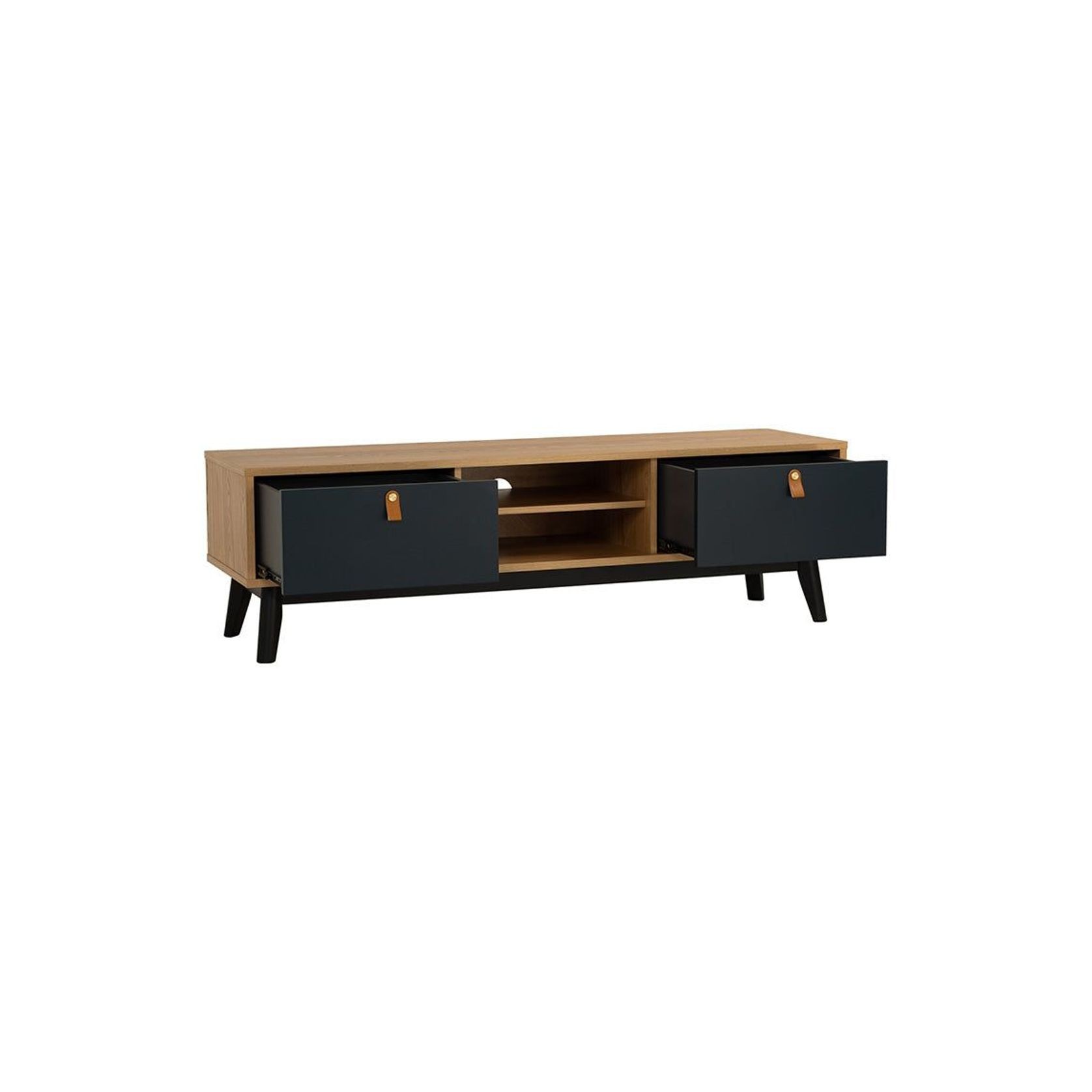 CASTOR Entertainment TV Unit 150cm - Natural, Navy Blue & Black gallery detail image