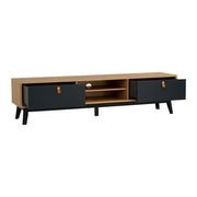 CASTOR Entertainment TV Unit 180cm - Natural, Navy Blue & Black gallery detail image