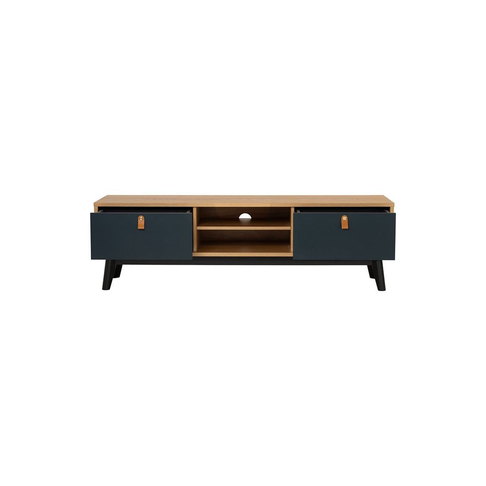 CASTOR Entertainment TV Unit 150cm - Natural, Navy Blue & Black gallery detail image