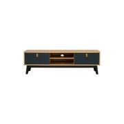 CASTOR Entertainment TV Unit 150cm - Natural, Navy Blue & Black gallery detail image