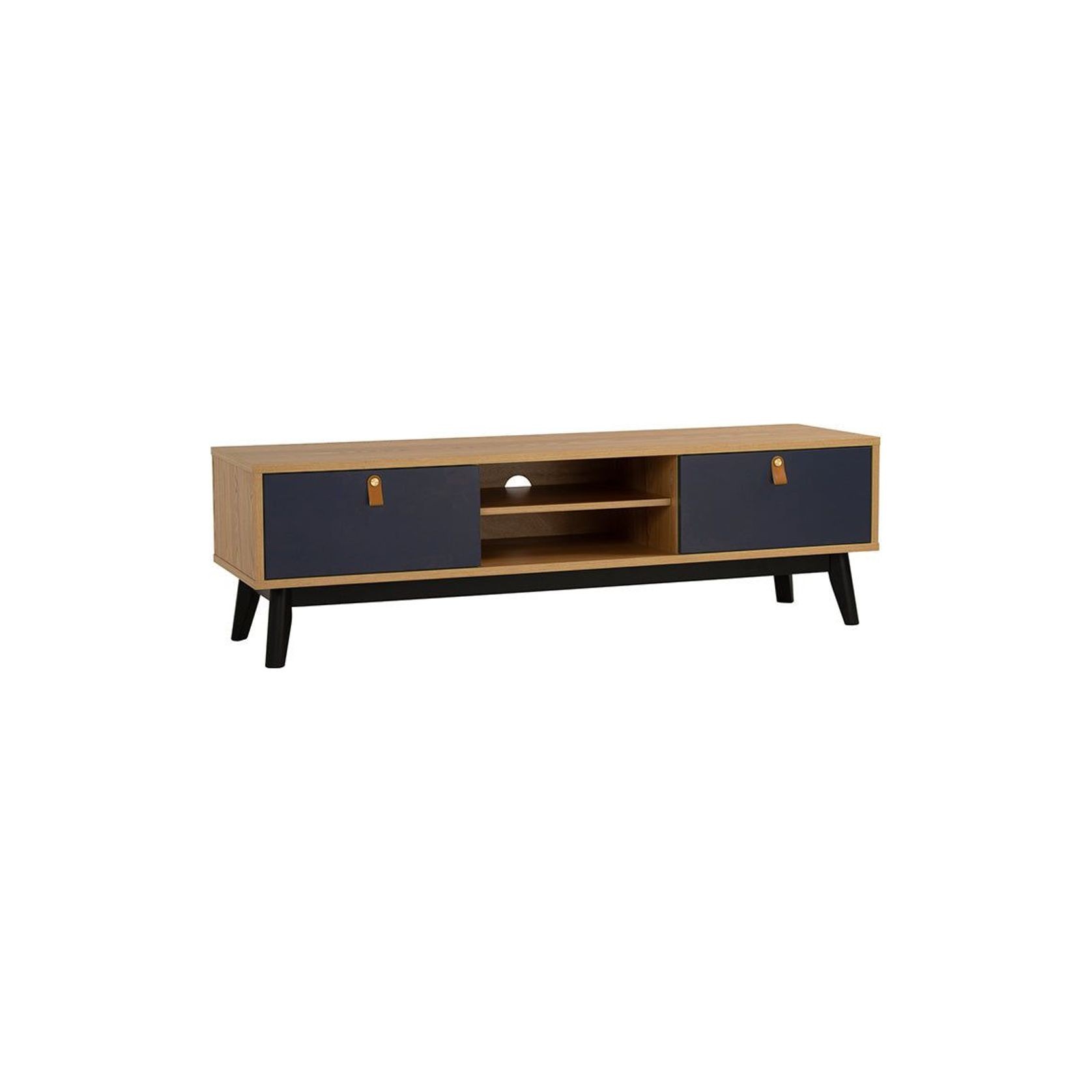 CASTOR Entertainment TV Unit 180cm - Natural, Navy Blue & Black gallery detail image