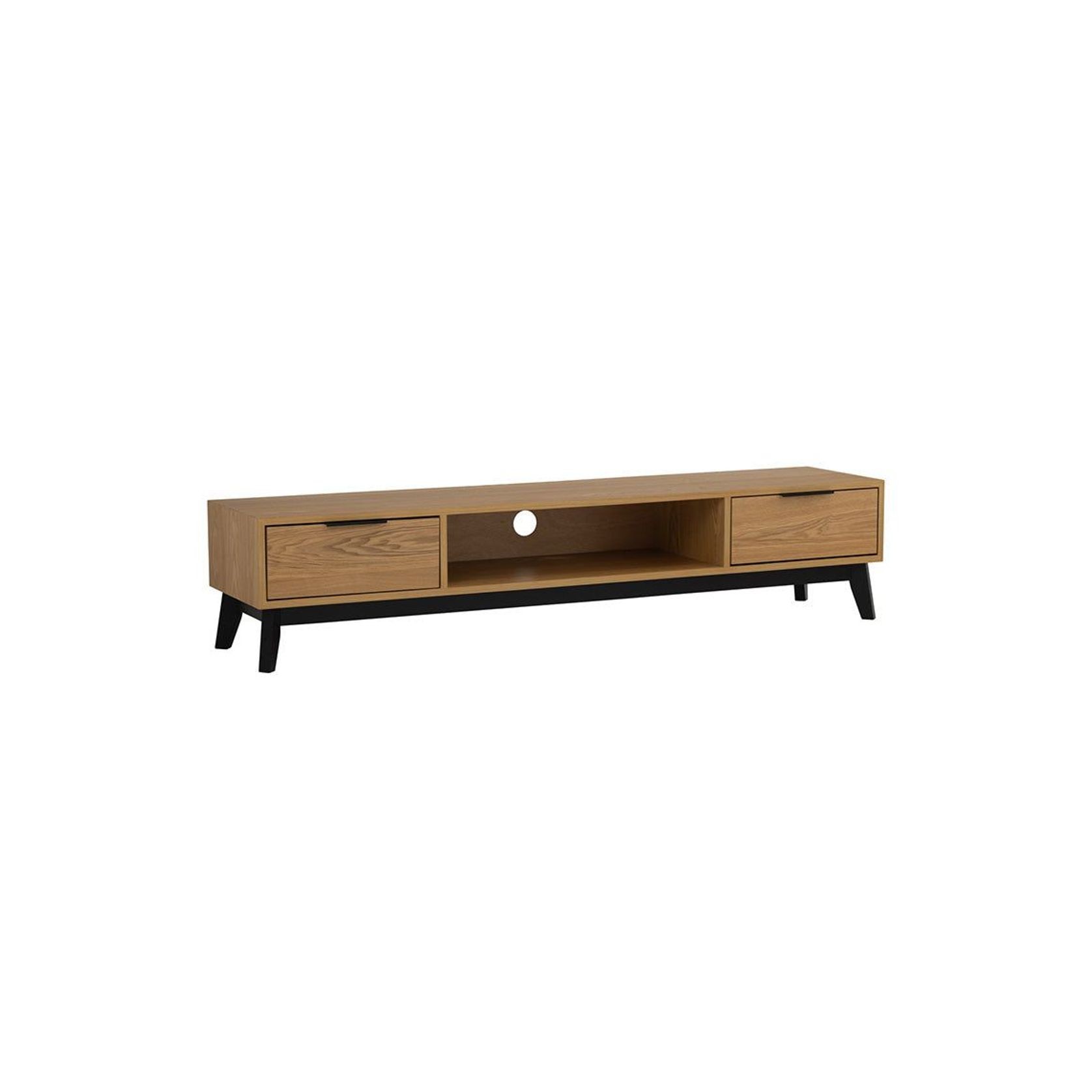 MALTON Entertainment TV Unit 180cm - Natural & Black gallery detail image
