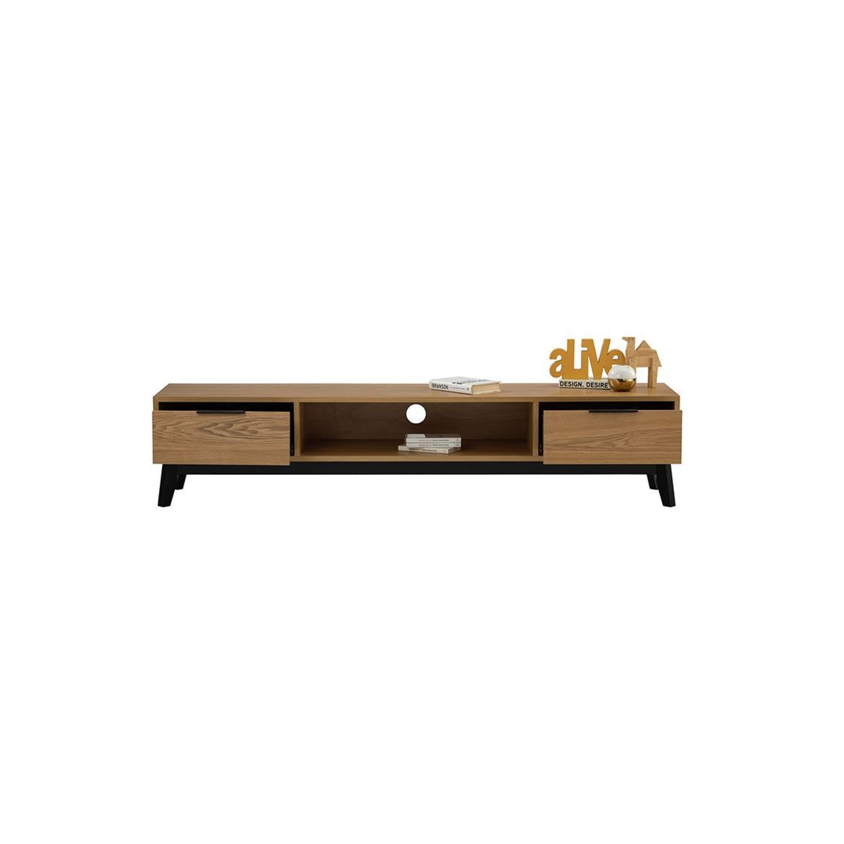 MALTON Entertainment TV Unit 180cm - Natural & Black gallery detail image