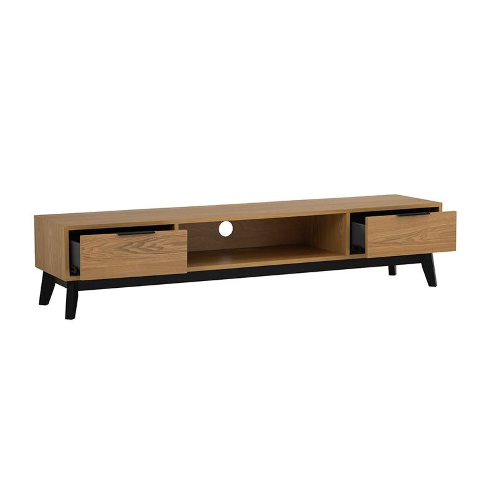 MALTON Entertainment TV Unit 180cm - Natural & Black gallery detail image