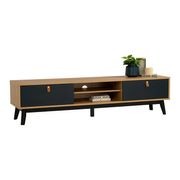 CASTOR Entertainment TV Unit 180cm - Natural, Navy Blue & Black gallery detail image