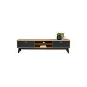 CASTOR Entertainment TV Unit 180cm - Natural, Navy Blue & Black gallery detail image