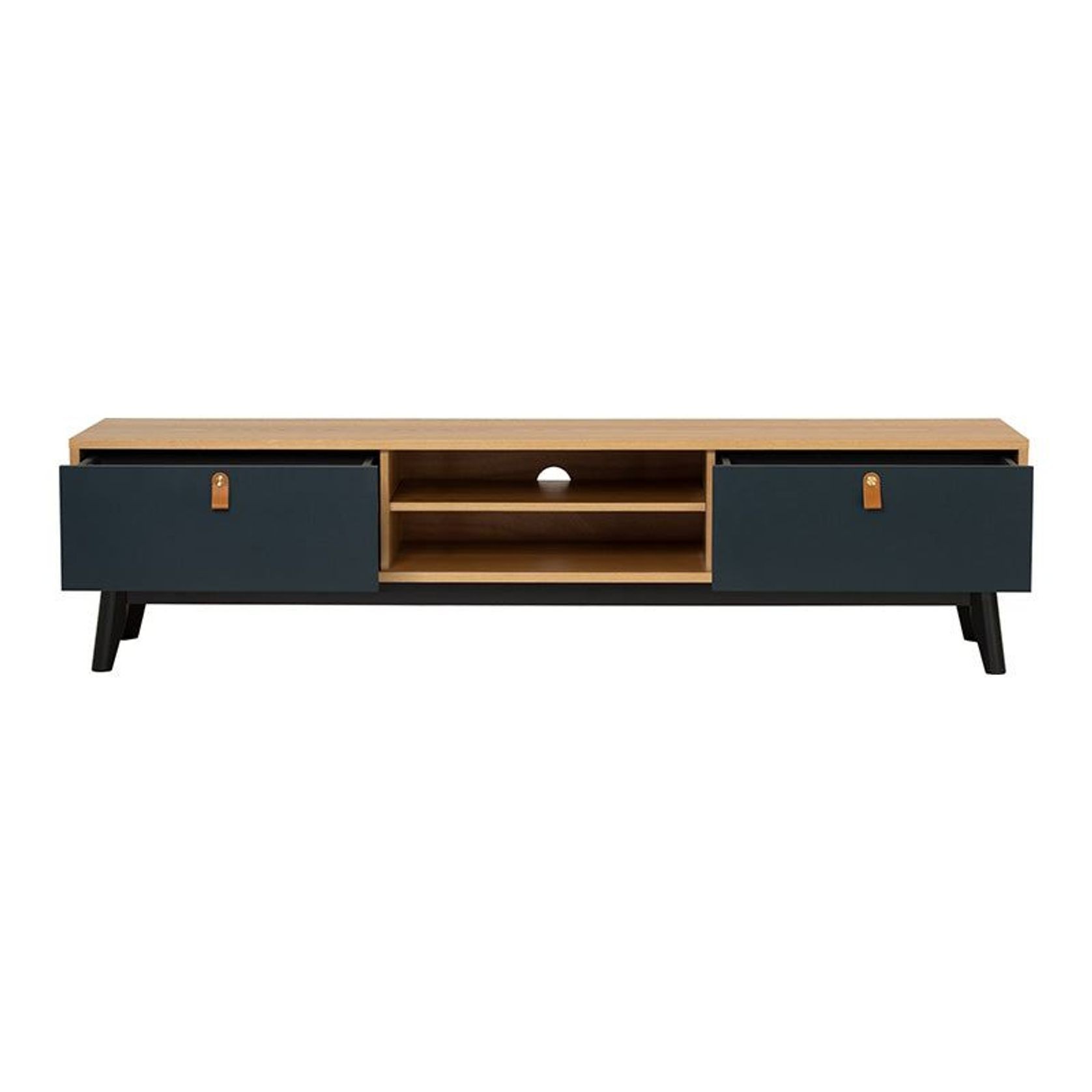 CASTOR Entertainment TV Unit 180cm - Natural, Navy Blue & Black gallery detail image