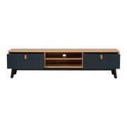CASTOR Entertainment TV Unit 180cm - Natural, Navy Blue & Black gallery detail image