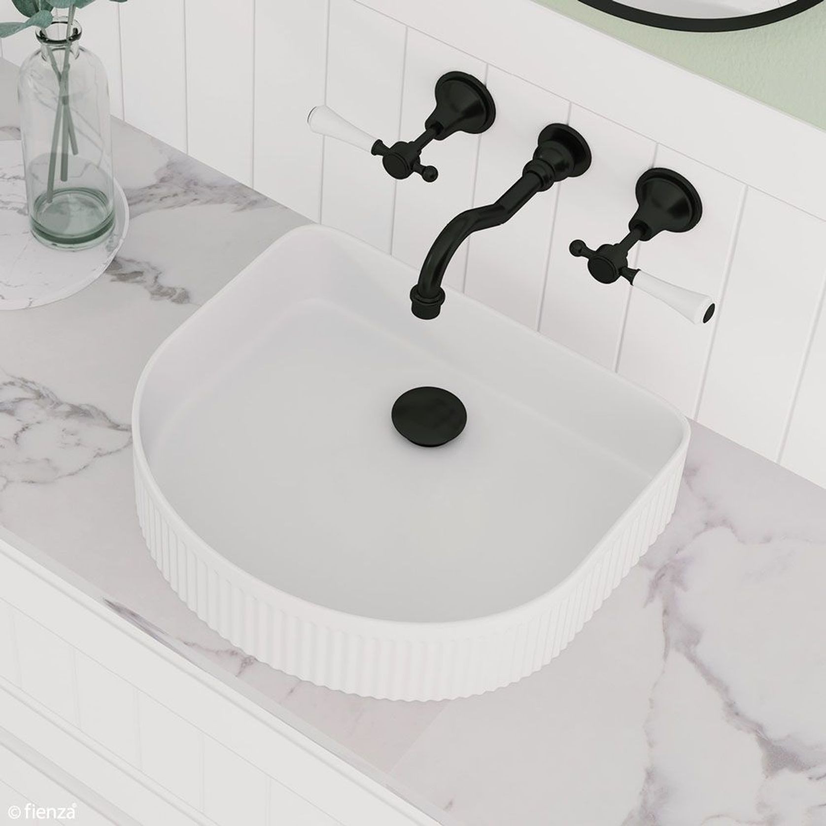 Lillian Lever Basin/Bath Wall Set with Ceramic Handle gallery detail image