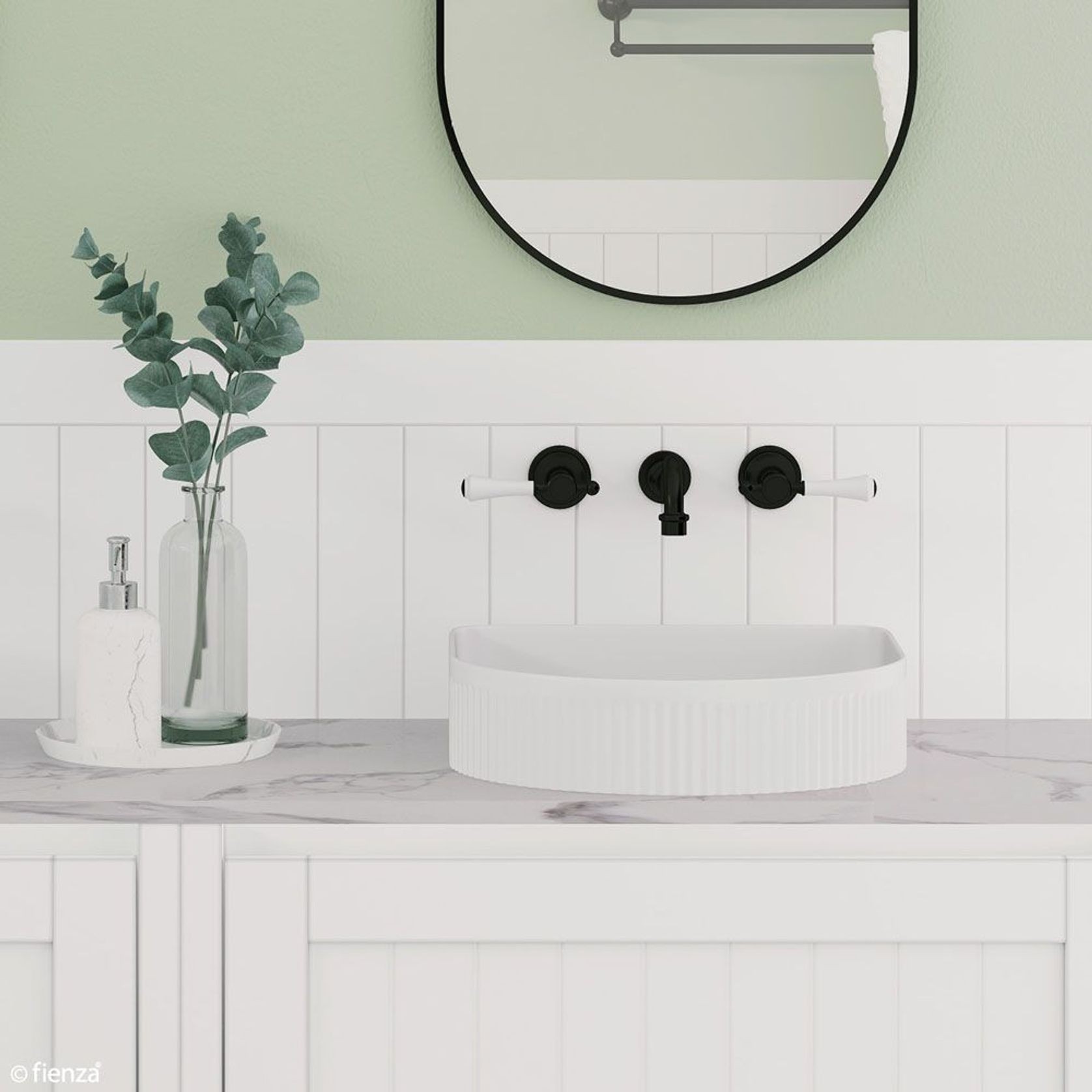 Lillian Lever Basin/Bath Wall Set with Ceramic Handle gallery detail image
