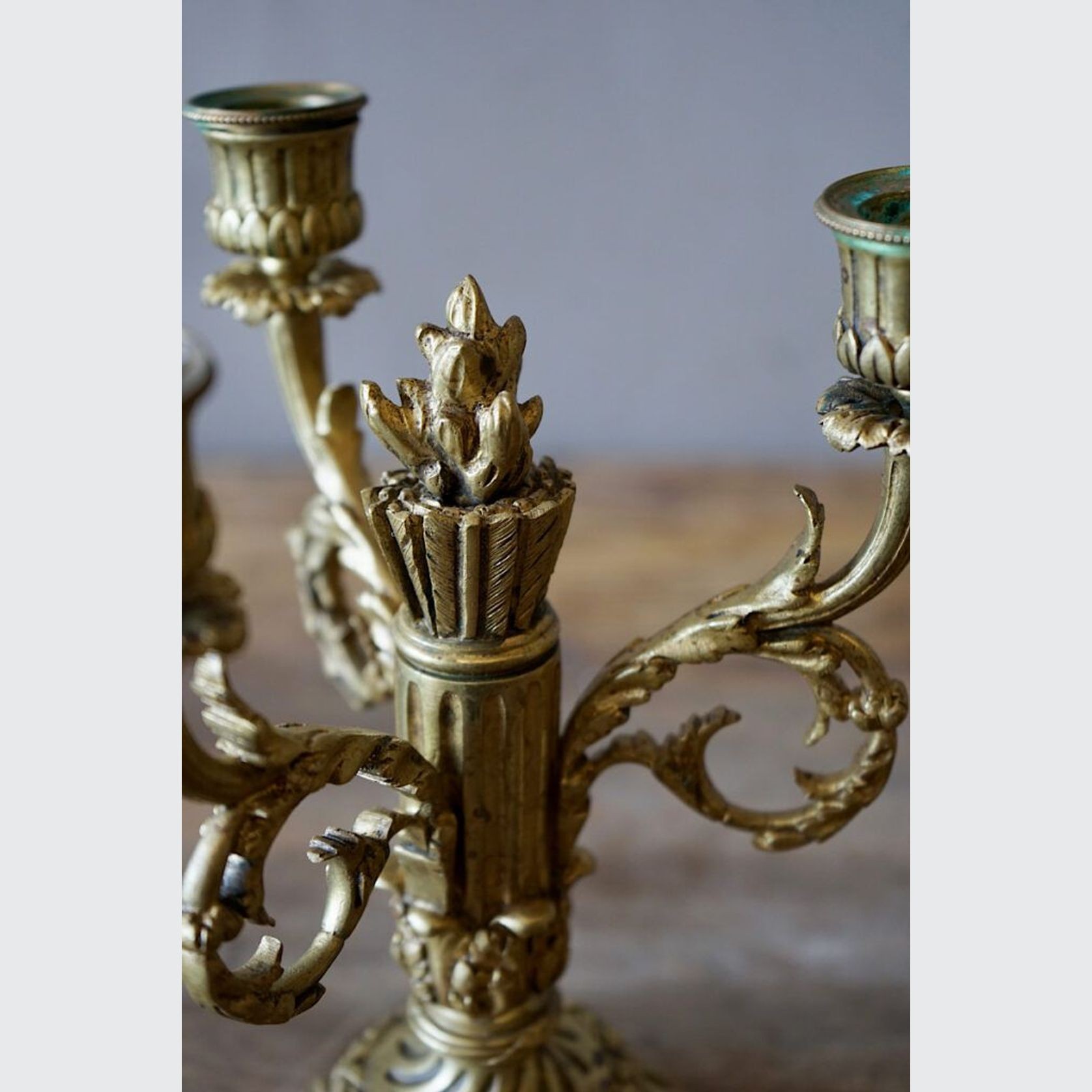 French Louis XVI Brass Candlesticks (Pair) gallery detail image