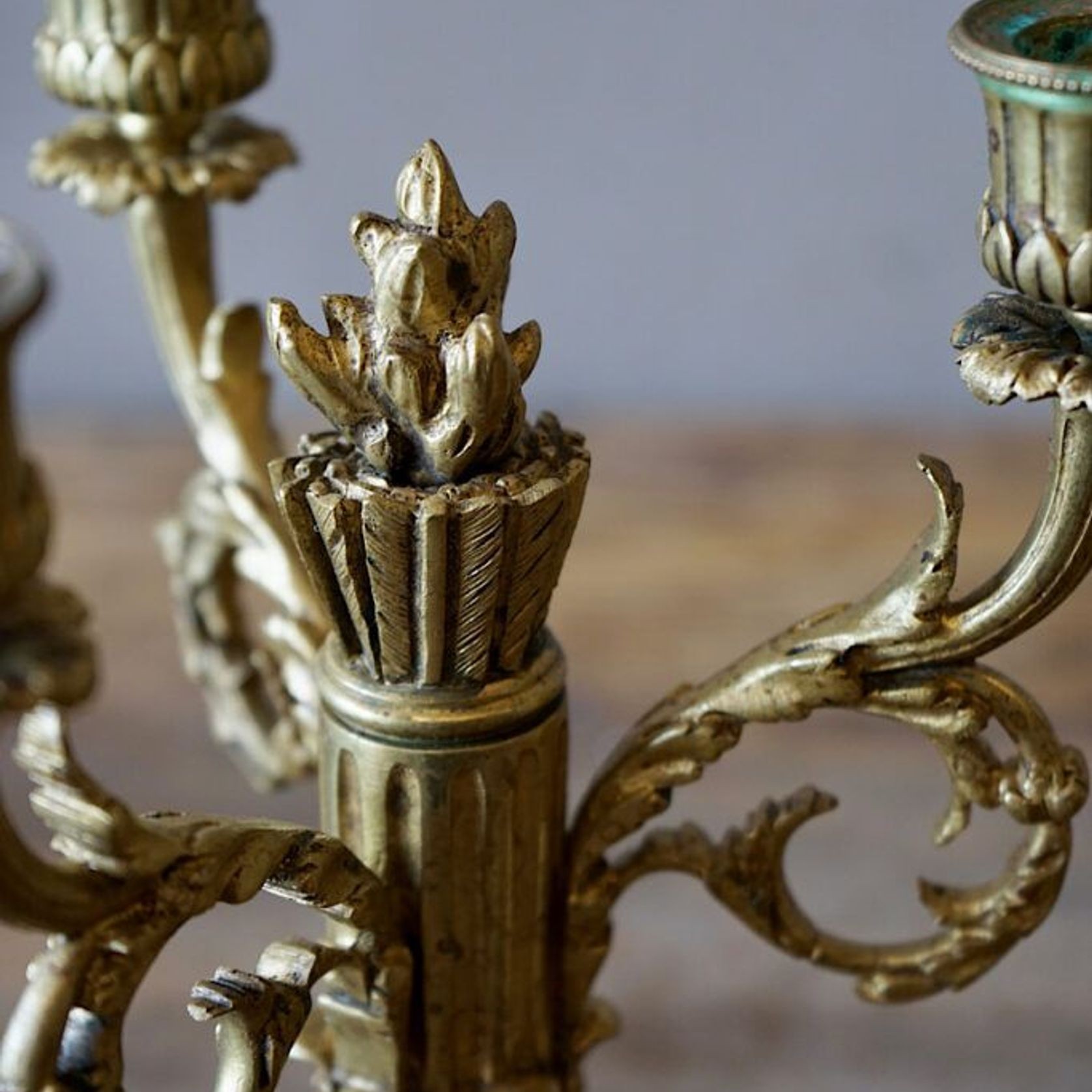 French Louis XVI Brass Candlesticks (Pair) gallery detail image