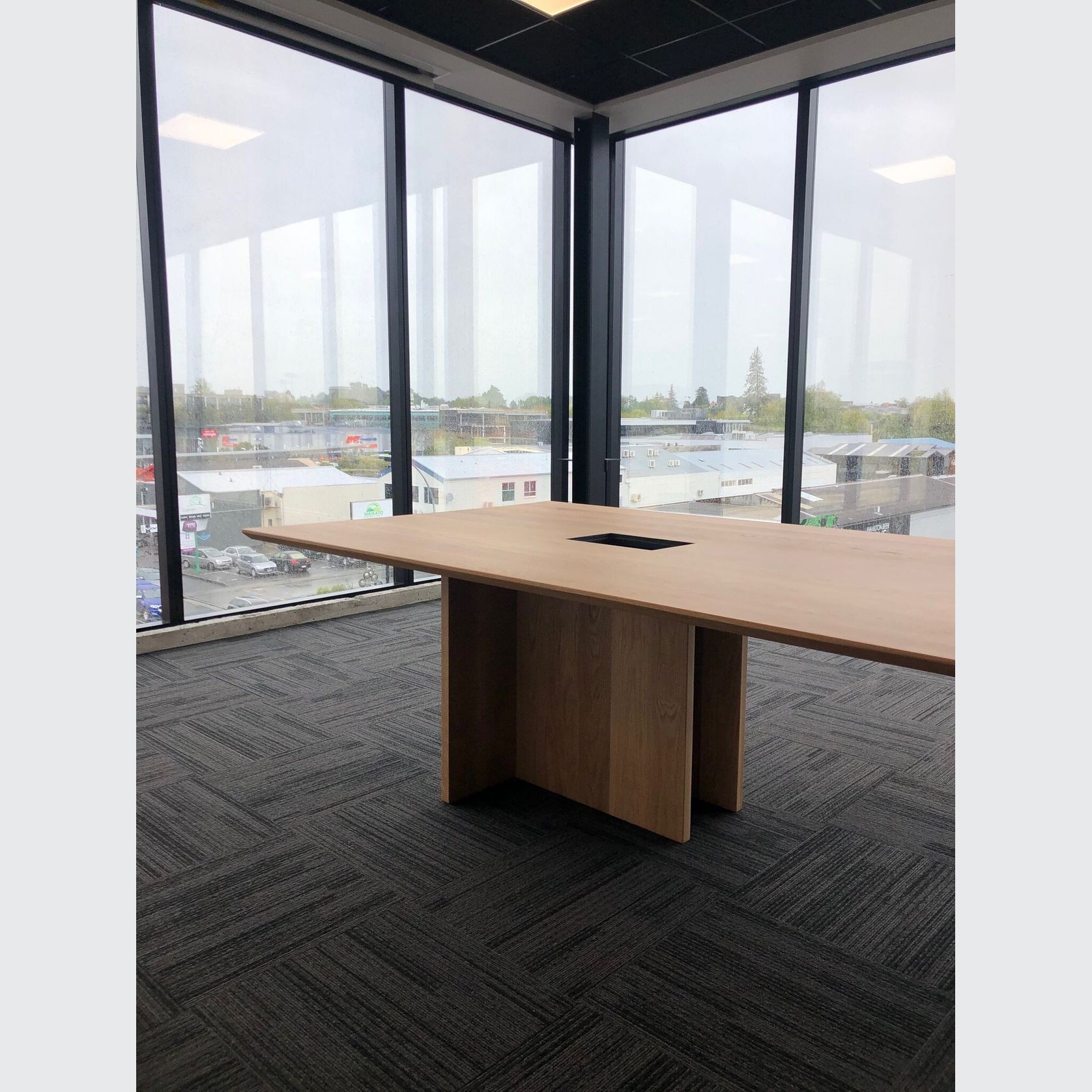 Double T Oak Boardroom Table gallery detail image