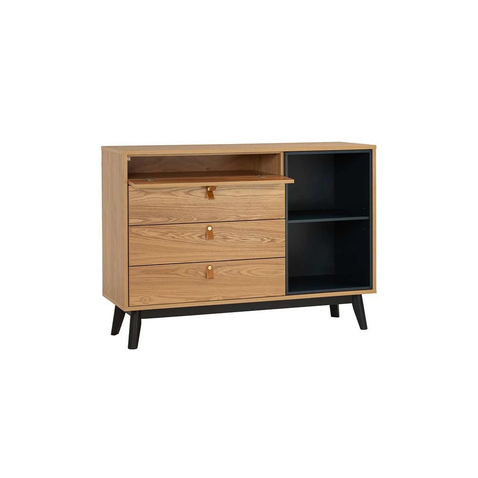 CASTOR Sideboard Buffet 125cm - Natural, Navy Blue & Black gallery detail image