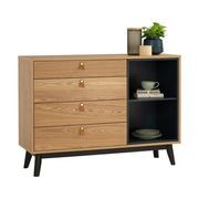CASTOR Sideboard Buffet 125cm - Natural, Navy Blue & Black gallery detail image