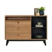 CASTOR Sideboard Buffet 125cm - Natural, Navy Blue & Black gallery detail image