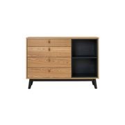 CASTOR Sideboard Buffet 125cm - Natural, Navy Blue & Black gallery detail image