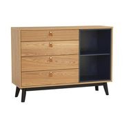 CASTOR Sideboard Buffet 125cm - Natural, Navy Blue & Black gallery detail image