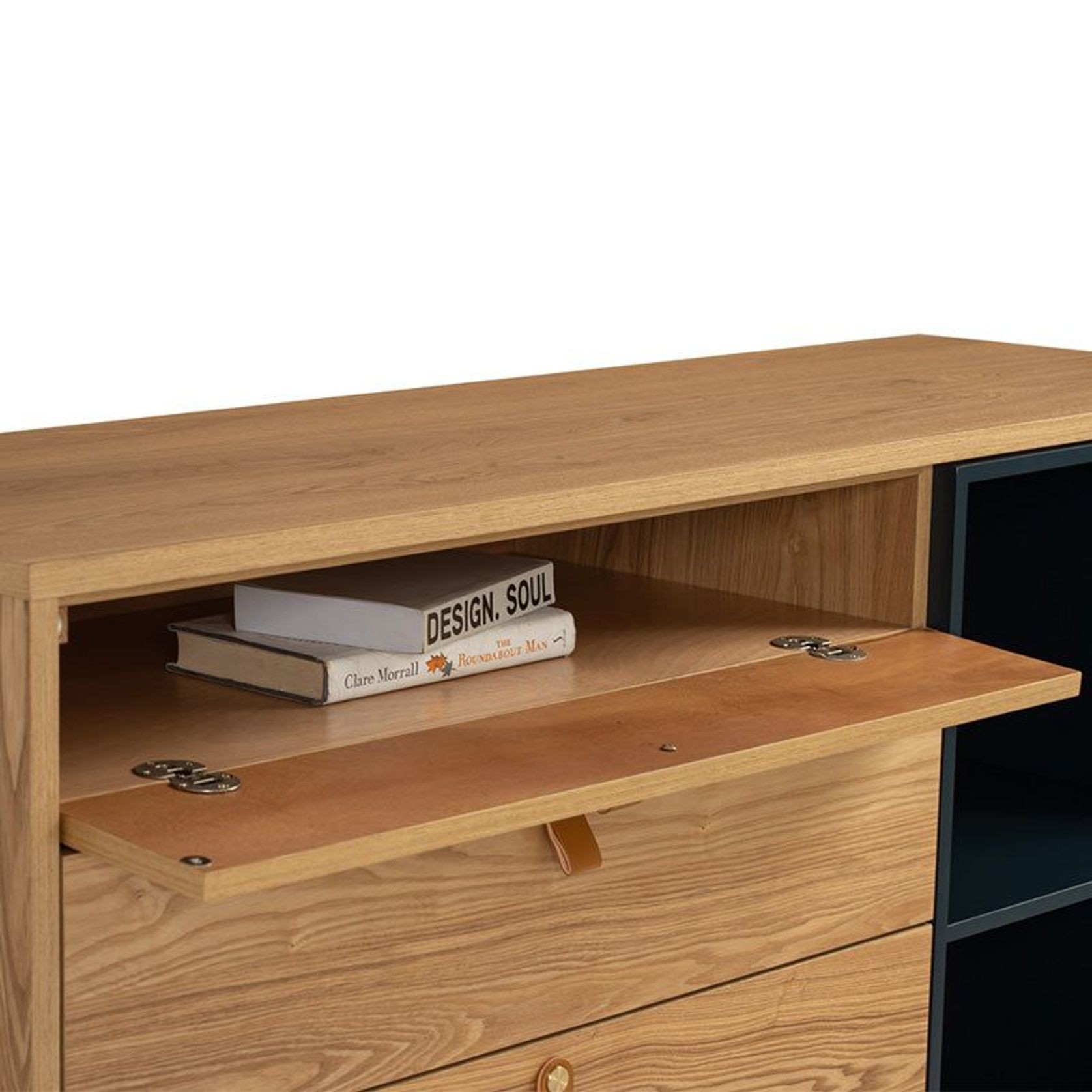 CASTOR Sideboard Buffet 125cm - Natural, Navy Blue & Black gallery detail image