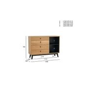 CASTOR Sideboard Buffet 125cm - Natural, Navy Blue & Black gallery detail image