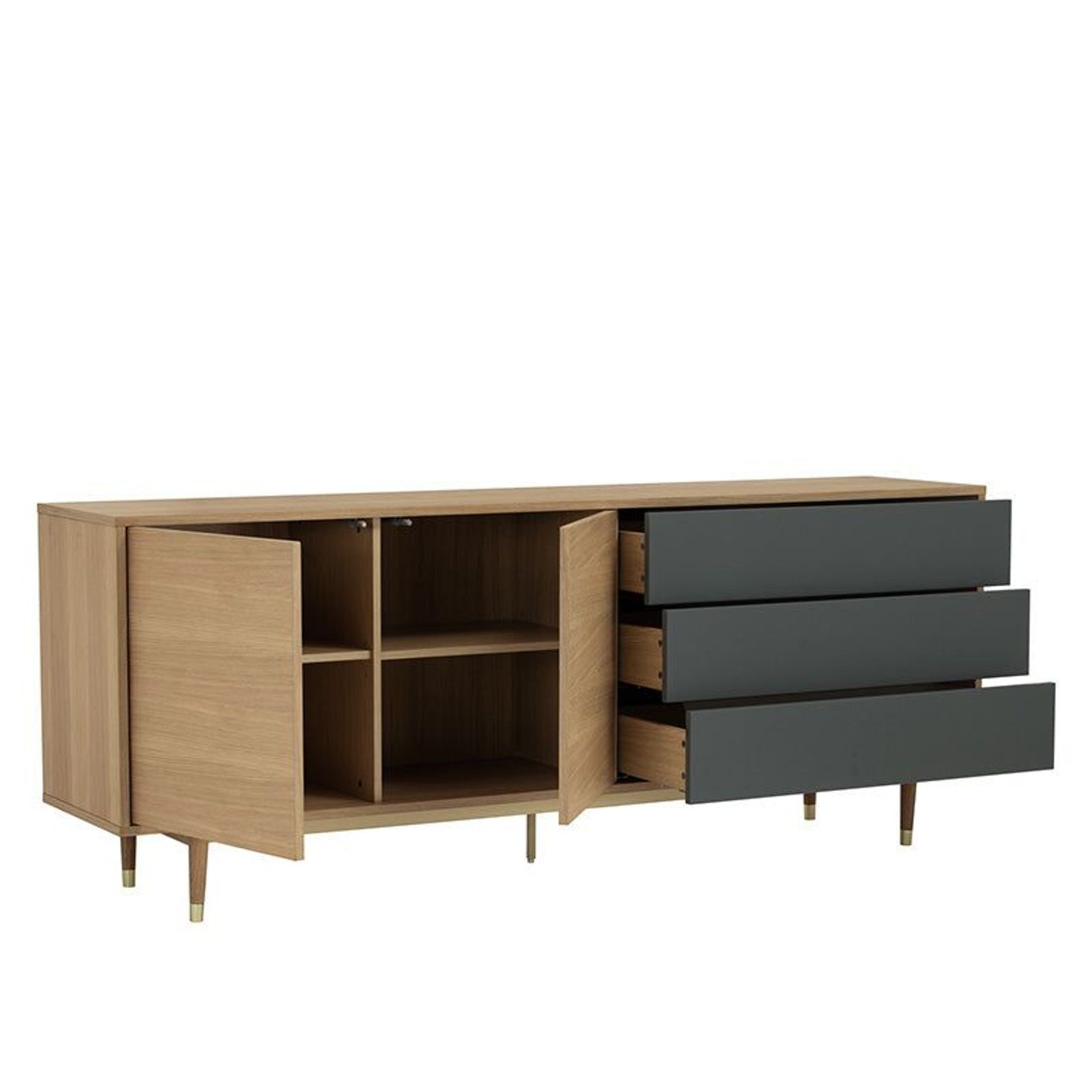 HOUSTON 200cm Sideboard Buffet - Oak & Grey gallery detail image