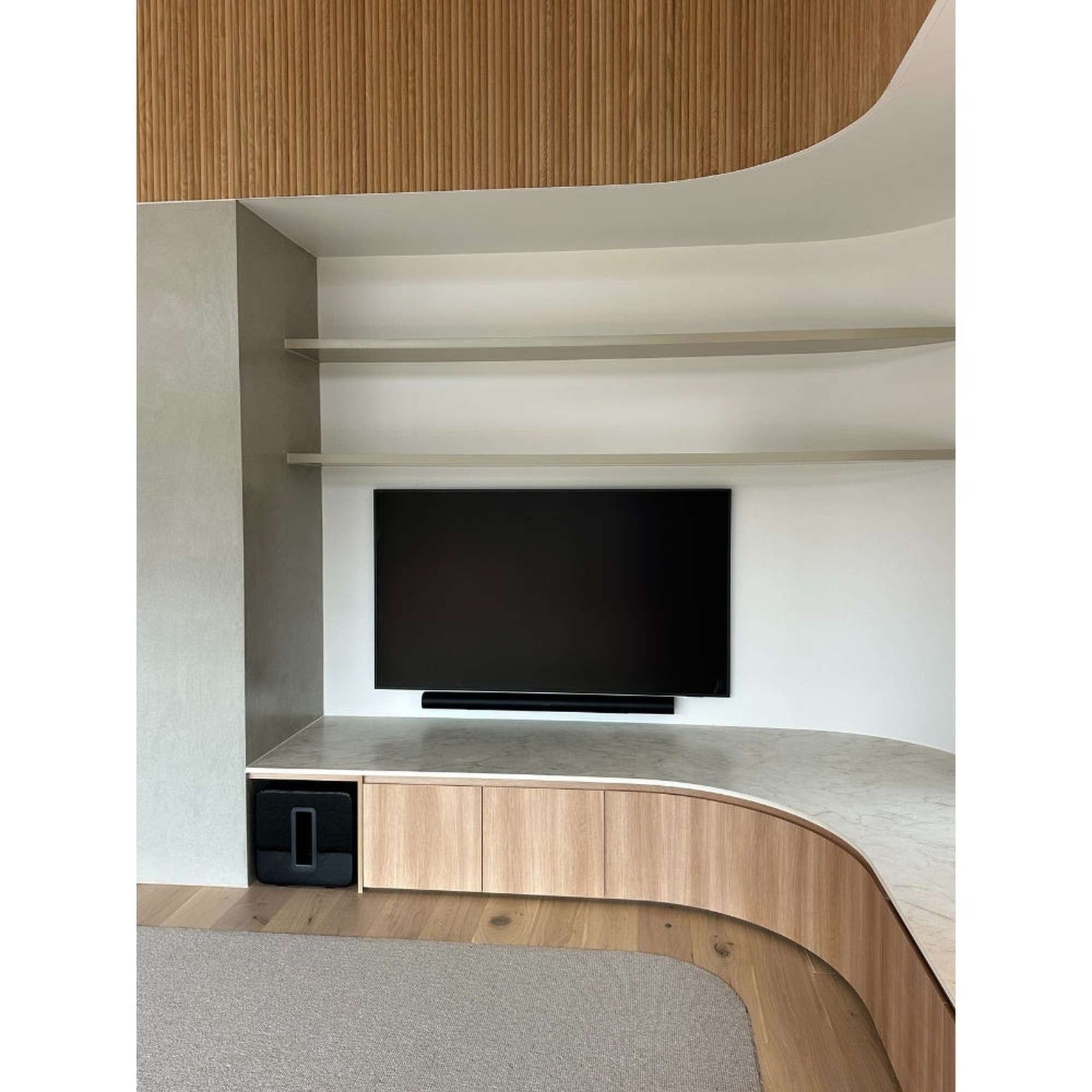WOODFLEX Flexible Wooden Slat Wall Panel - Oak Veneer - 3000mm x 600mm - Half Round gallery detail image