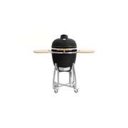 21-Inch Kamado Ceramic Charcoal Grill With Silver Rolling Cart gallery detail image